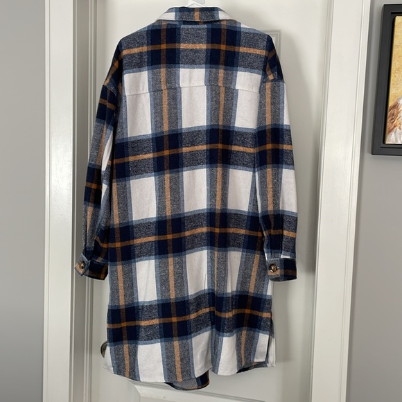 Navy Plaid Coat - Picture 2 of 9